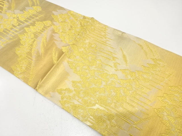 JAPANESE KIMONO / ANTIQUE FUKURO OBI / SILK / WOVEN MOUNTAIN & TREE 